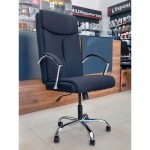 Executive Modern Big Chair SENATOR Steel Chrome Fabric Black